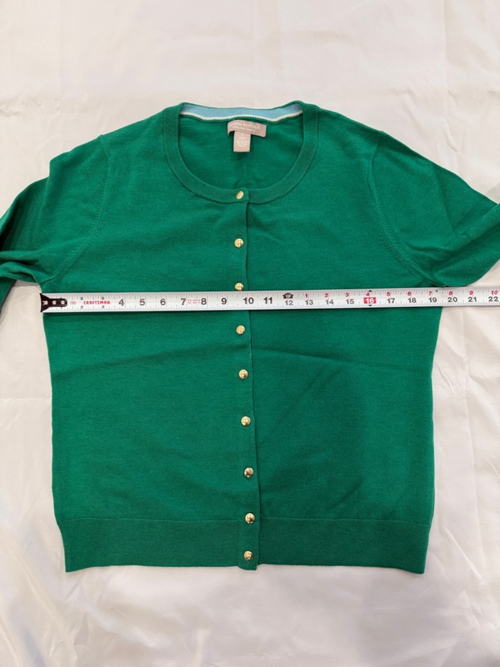 Banana Republic Extra Fine Merino Green Crewneck Button-Front Women's Cardigan-L - Picture 8 of 9